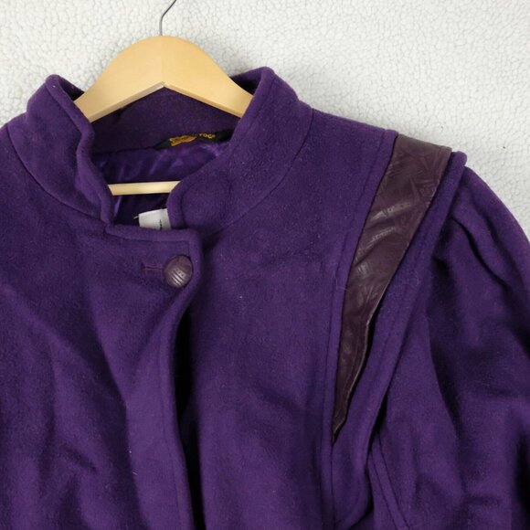 London Fog Coat Womens 12 M Purple Wool Cashmere Double Breasted Heavy 80S - Picture 2 of 10